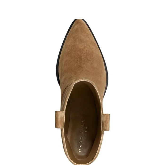 Women Marc Fisher Booties Marlie Western Bootie Natural Suede