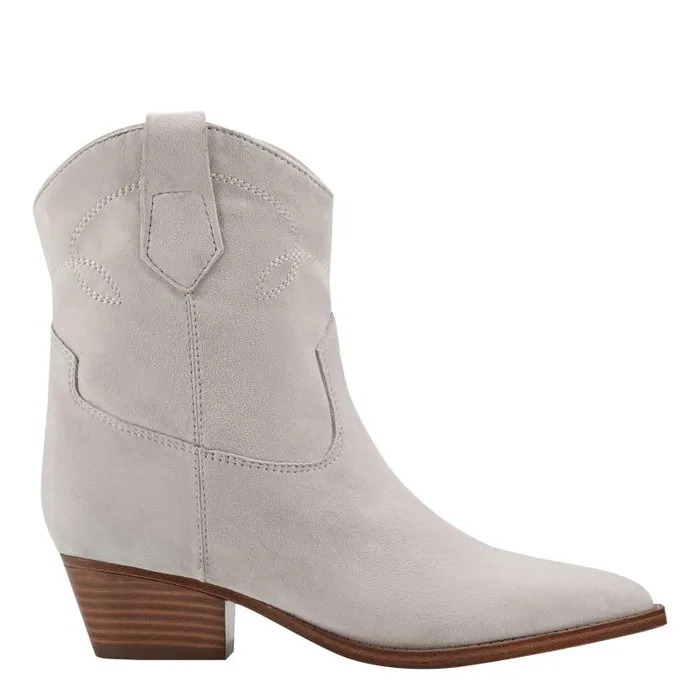 Women Marc Fisher Booties Nonie Western Ankle Bootie Taupe Leather