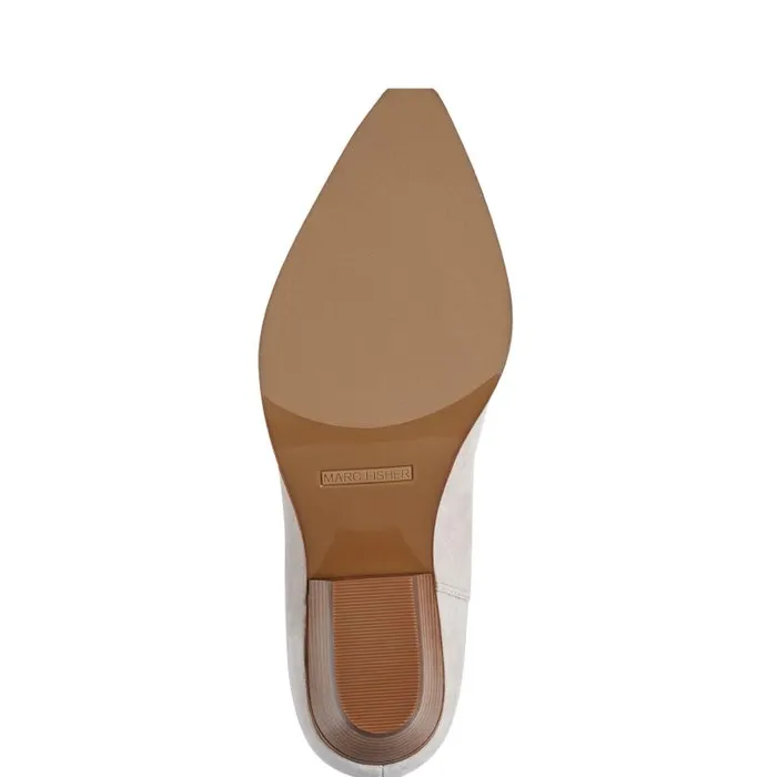 Women Marc Fisher Booties Nonie Western Ankle Bootie Taupe Leather