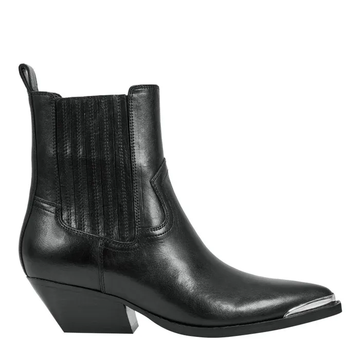 Women Marc Fisher Booties Pryce Western Bootie Black Leather