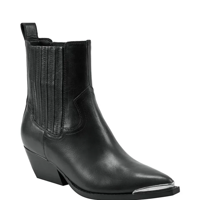 Women Marc Fisher Booties Pryce Western Bootie Black Leather