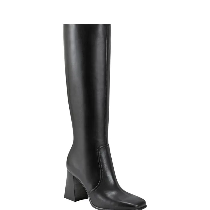 Women Marc Fisher Boots and Booties Dreeam Block Heeled Boot Black Leather