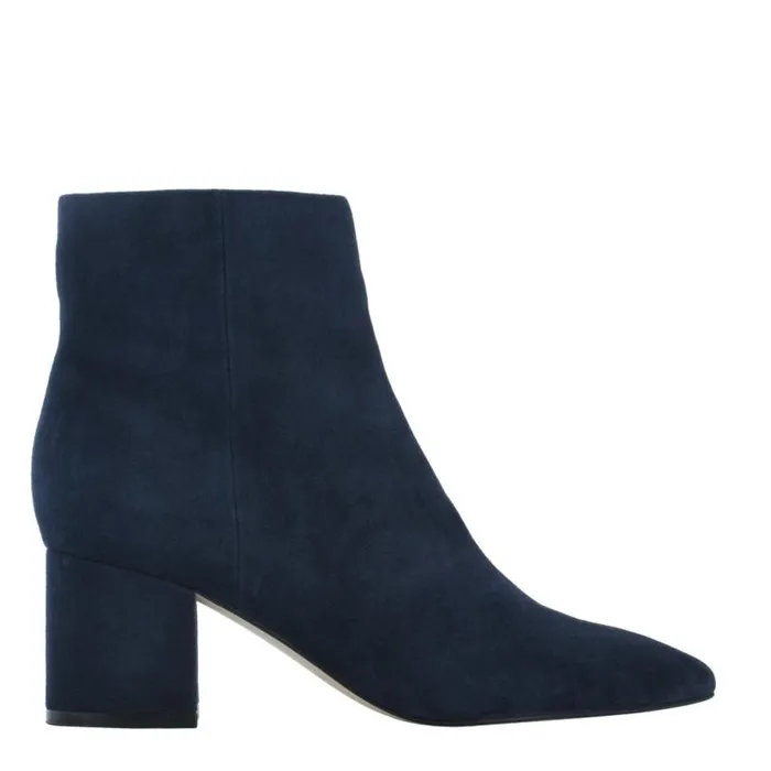 Women Marc Fisher Boots and Booties Jarli Pointy Ankle Bootie Navy Suede