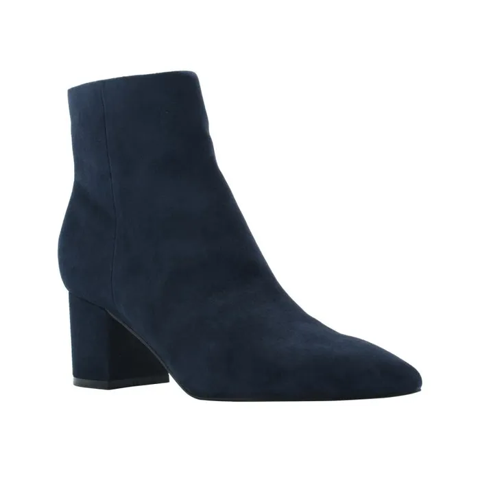 Women Marc Fisher Boots and Booties Jarli Pointy Ankle Bootie Navy Suede