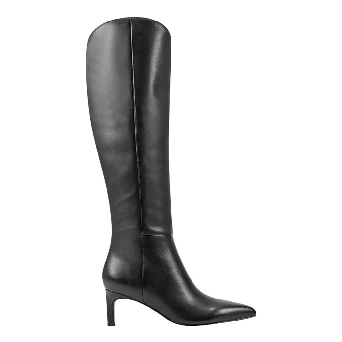 Women Marc Fisher Boots and Booties Quinnie Dress Boot Black Leather