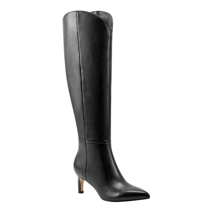 Women Marc Fisher Boots and Booties Quinnie Dress Boot Black Leather
