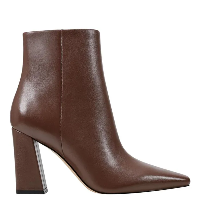 Women Marc Fisher Boots and Booties Yanara Heeled Bootie Dark Brown Leather
