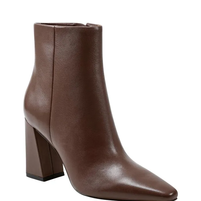 Women Marc Fisher Boots and Booties Yanara Heeled Bootie Dark Brown Leather