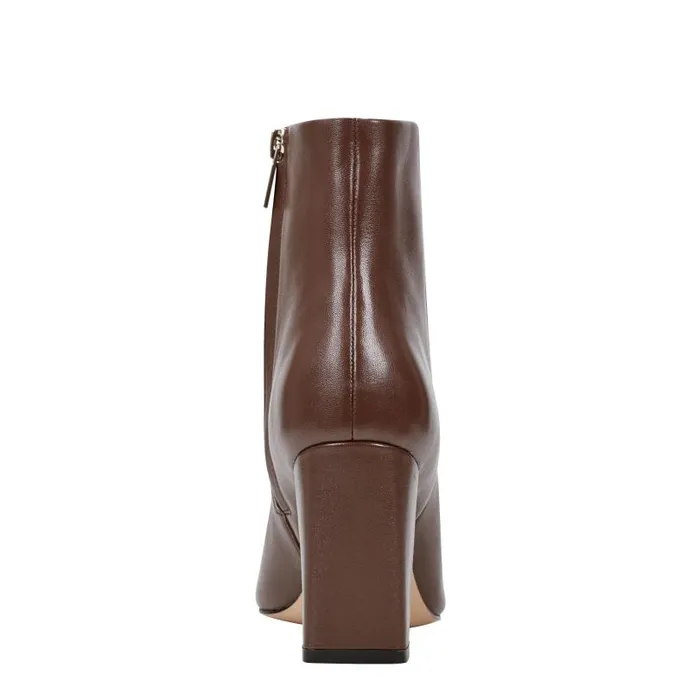 Women Marc Fisher Boots and Booties Yanara Heeled Bootie Dark Brown Leather