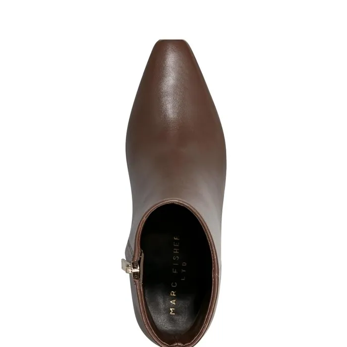 Women Marc Fisher Boots and Booties Yanara Heeled Bootie Dark Brown Leather