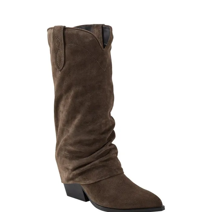 Women Marc Fisher Boots Calysta Block Heel Pointy Toe Boot Dark Green