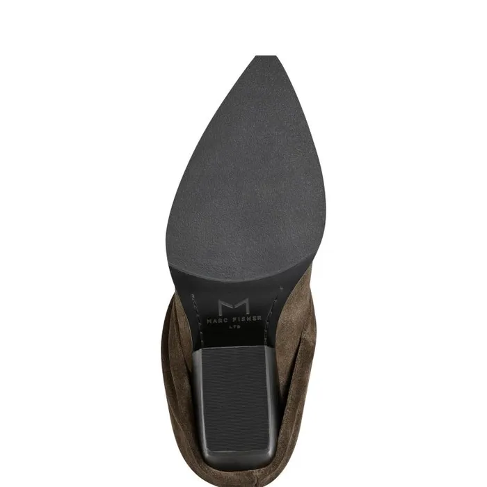 Women Marc Fisher Boots Calysta Block Heel Pointy Toe Boot Dark Green