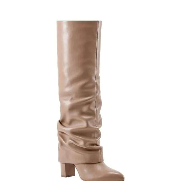 Women Marc Fisher Boots Lalita Foldover Dress Boot Light Natural Leather