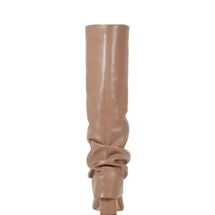 Women Marc Fisher Boots Lalita Foldover Dress Boot Light Natural Leather