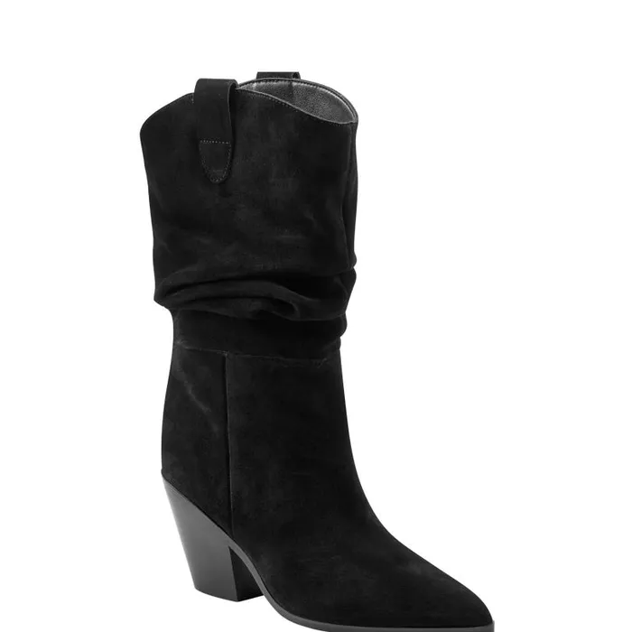 Women Marc Fisher Boots Myleea Slouchy Boot Black Suede