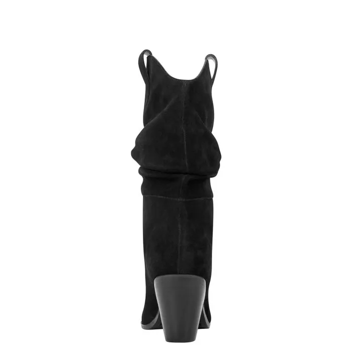 Women Marc Fisher Boots Myleea Slouchy Boot Black Suede