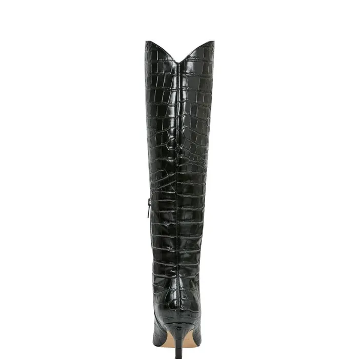 Women Marc Fisher Boots Quinnie Dress Boot Black Croco Leather