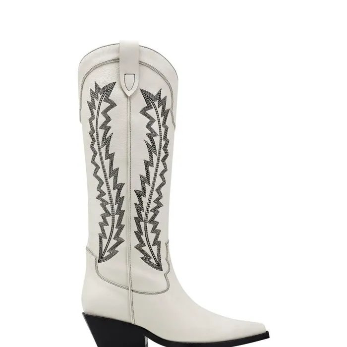 Women Marc Fisher Boots Roselle Western Boot Chic Cream Leather