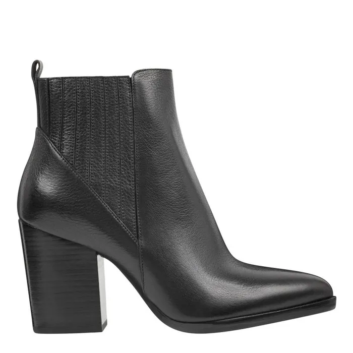 Women Marc Fisher Casual Boots Alva Pointy Toe Bootie Black Leather