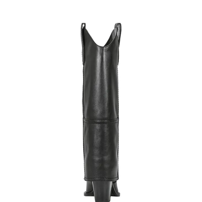 Women Marc Fisher Casual Boots Harlo Foldover Western Boot Black Leather