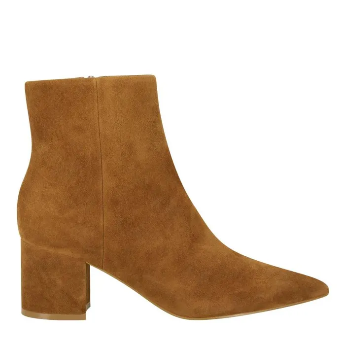 Women Marc Fisher Casual Boots Jarli Pointy Ankle Bootie Brown Suede