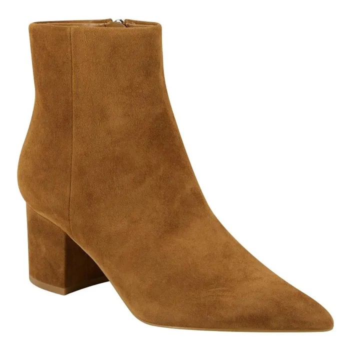 Women Marc Fisher Casual Boots Jarli Pointy Ankle Bootie Brown Suede