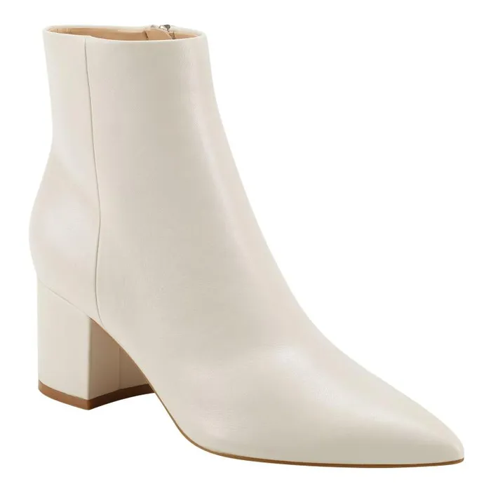 Women Marc Fisher Dress Boots Jarli Pointy Ankle Bootie Ivory Leather