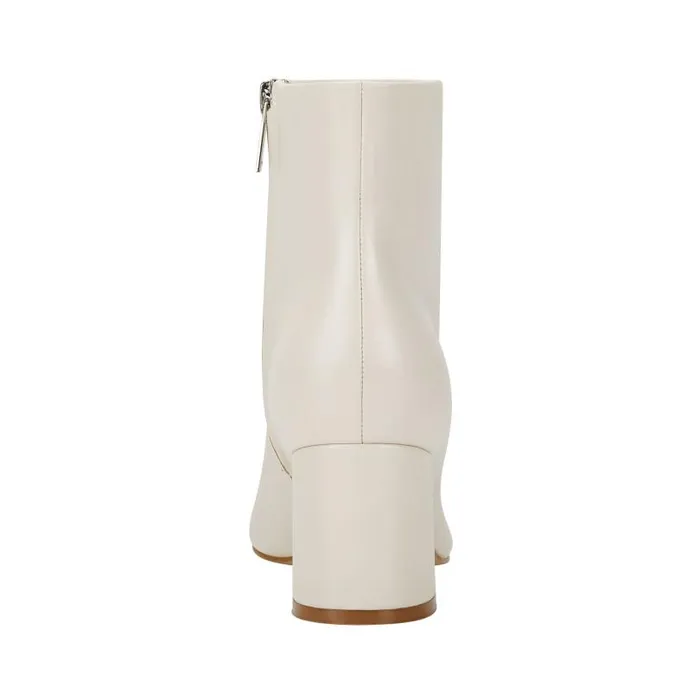 Women Marc Fisher Dress Boots Jarli Pointy Ankle Bootie Ivory Leather