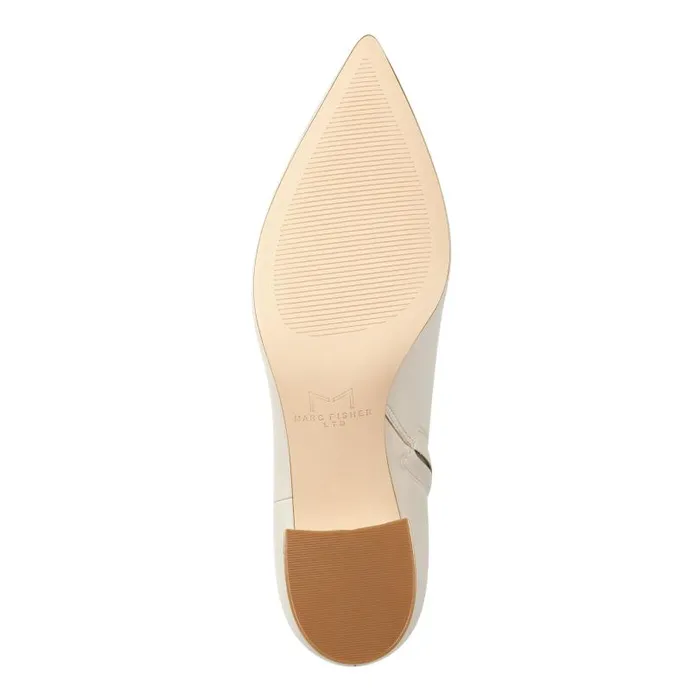 Women Marc Fisher Dress Boots Jarli Pointy Ankle Bootie Ivory Leather