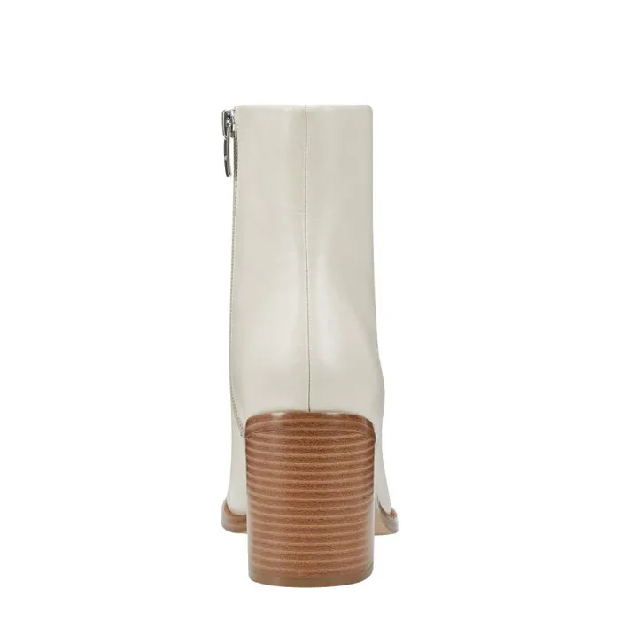 Women Marc Fisher Dress Boots Lianna Sqaure Toe Block Heel Dress Bootie Ivory Leather