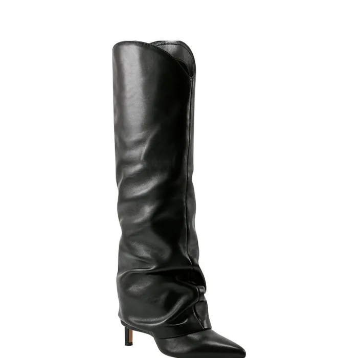 Women Marc Fisher Dress Boots Nairine Foldover Dress Boot Black Leather