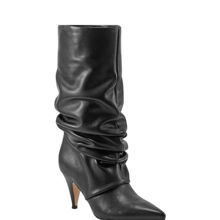 Women Marc Fisher Dress Boots Paityn Scrunch Dress Boot Black Leather
