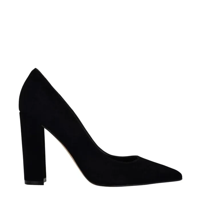 Women Marc Fisher Heels and Pumps Abilene Block Heel Pointy Toe Pump Black Suede