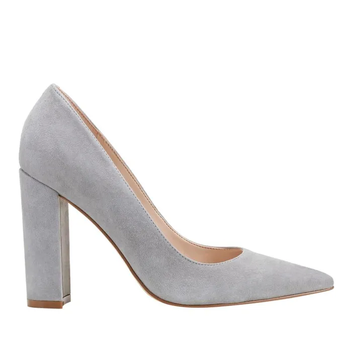Women Marc Fisher Heels and Pumps Abilene Block Heel Pointy Toe Pump Light Grey Suede Women Marc Fisher Heels and Pumps Abilene Block Heel Pointy Toe Pump Light Grey Suede