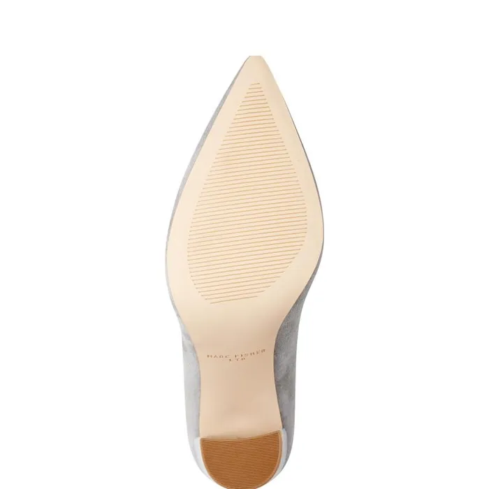 Women Marc Fisher Heels and Pumps Abilene Block Heel Pointy Toe Pump Light Grey Suede