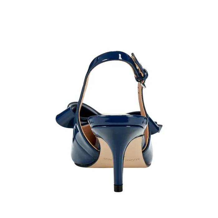 Women Marc Fisher Heels and Pumps Allon Bow Slingback Pump Navy Patent