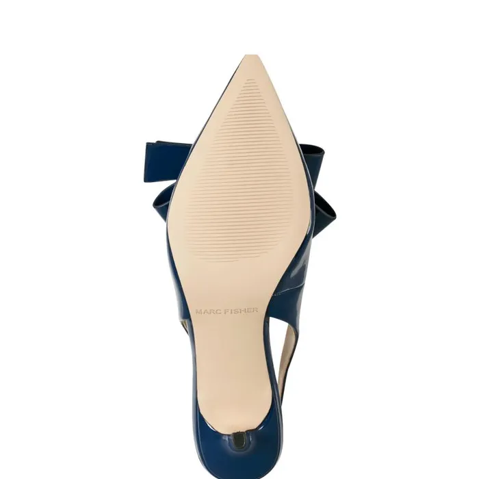Women Marc Fisher Heels and Pumps Allon Bow Slingback Pump Navy Patent