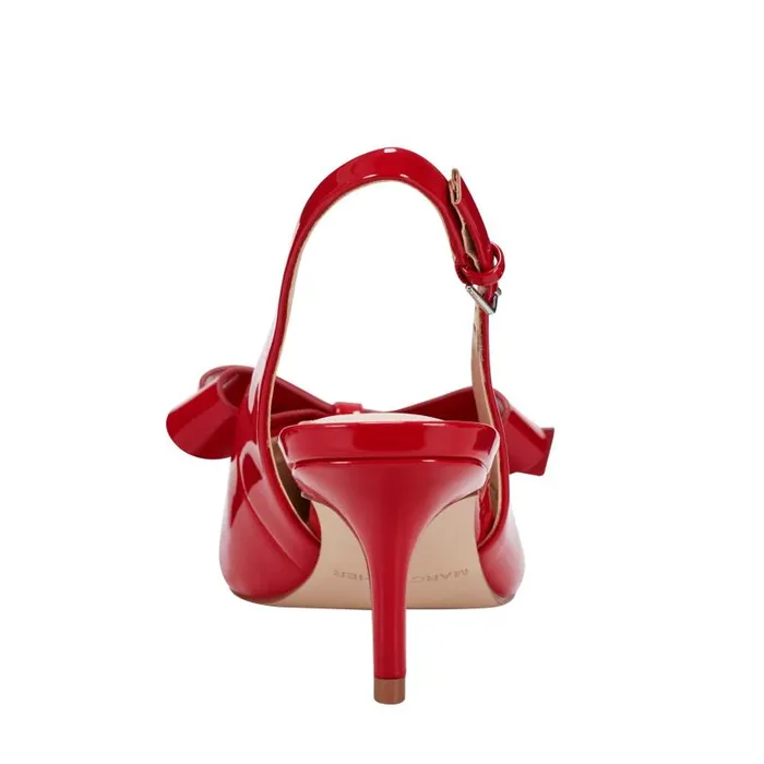 Women Marc Fisher Heels and Pumps Allon Bow Slingback Pump Red Patent