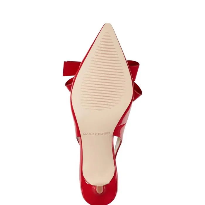 Women Marc Fisher Heels and Pumps Allon Bow Slingback Pump Red Patent