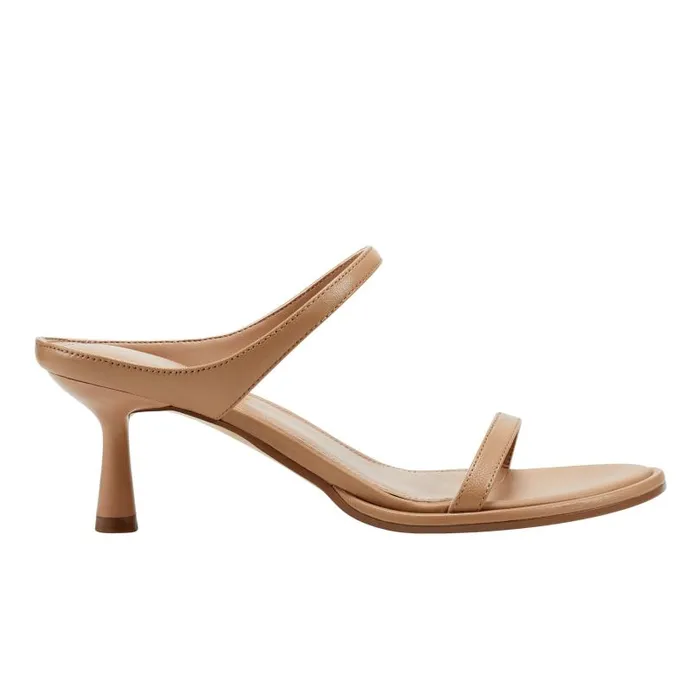 Women Marc Fisher Heels and Pumps Alonde Heeled Slide Sandal Medium Natural Leather Women Marc Fisher Heels and Pumps Alonde Heeled Slide Sandal Medium Natural Leather