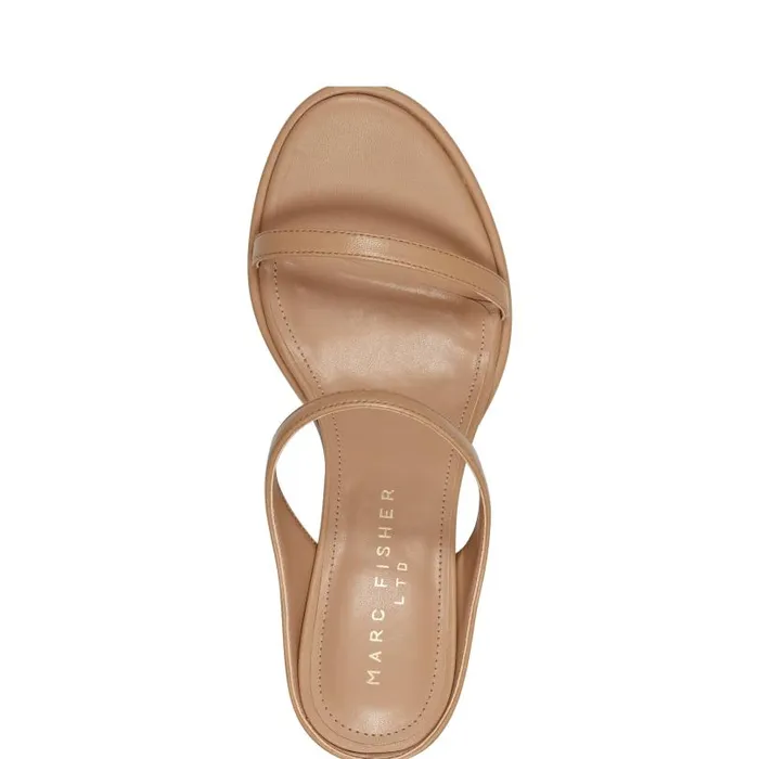 Women Marc Fisher Heels and Pumps Alonde Heeled Slide Sandal Medium Natural Leather