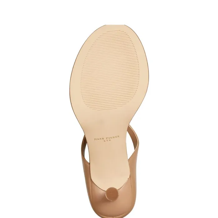 Women Marc Fisher Heels and Pumps Alonde Heeled Slide Sandal Medium Natural Leather