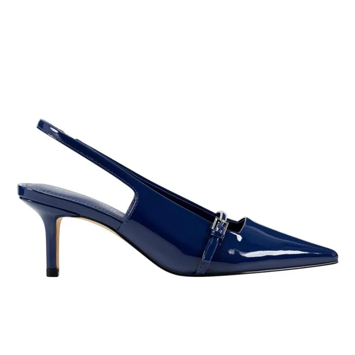Women Marc Fisher Heels and Pumps Alorie Slingback Pump Navy Patent