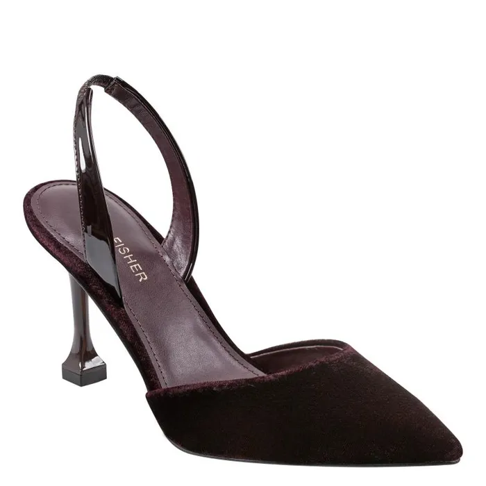 Women Marc Fisher Heels and Pumps Hadya Slingback Pump Dark Red Velvet