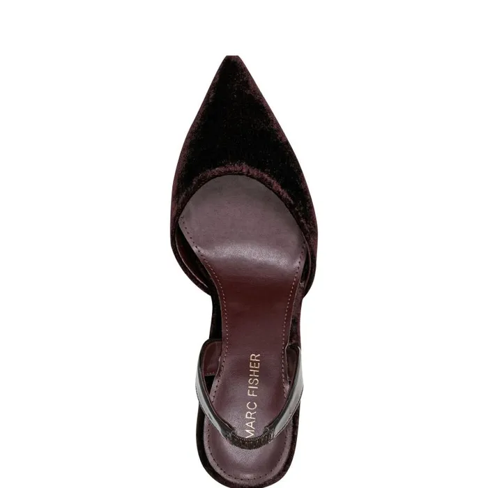Women Marc Fisher Heels and Pumps Hadya Slingback Pump Dark Red Velvet