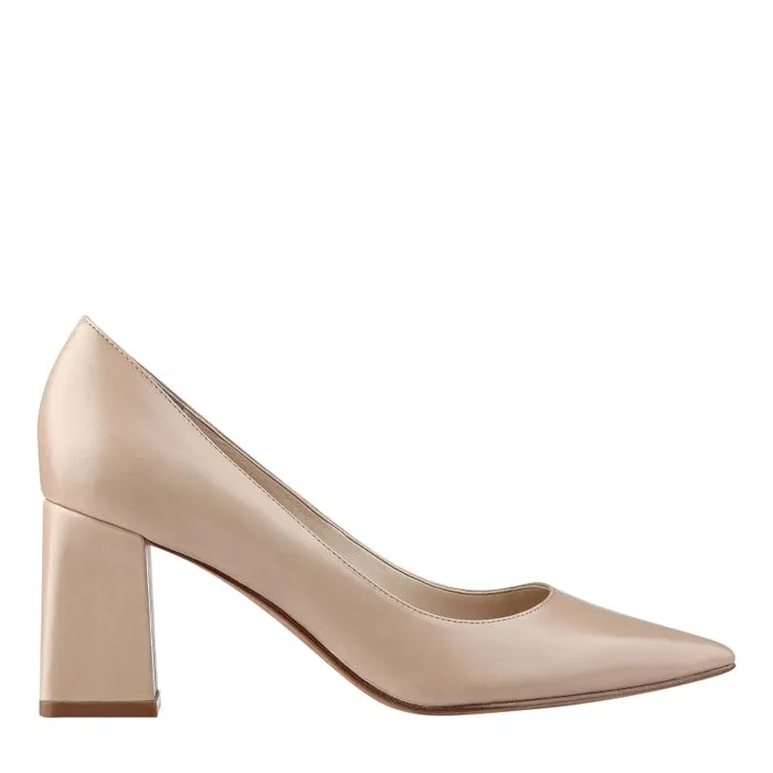 Women Marc Fisher Heels and Pumps Zala Block Heel Pointy Toe Pump Light Natural Leather