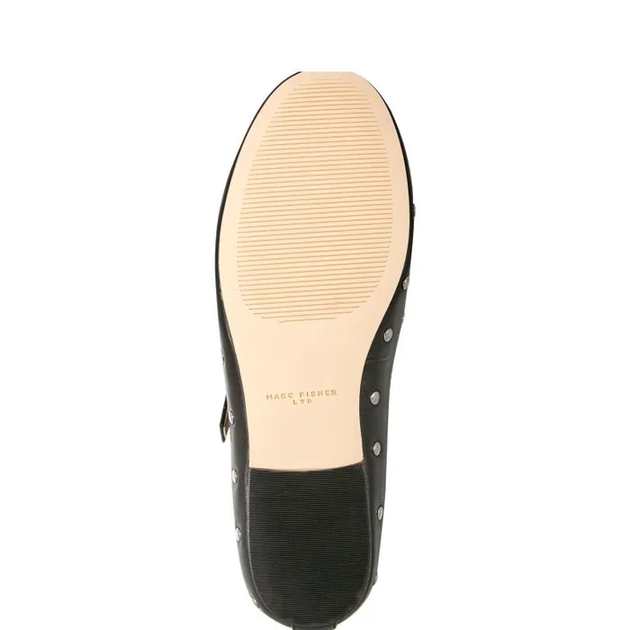 Women Marc Fisher Loafers and Flats Elizza Mary Jane Ballet Flat Black Leather