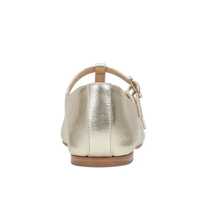 Women Marc Fisher Loafers and Flats Evie Ballet Flat Gold Leather