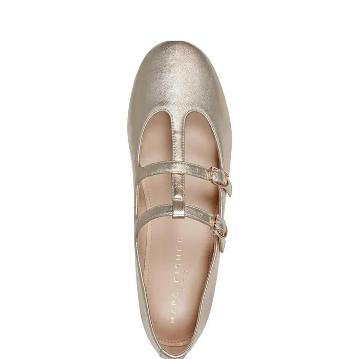 Women Marc Fisher Loafers and Flats Evie Ballet Flat Gold Leather