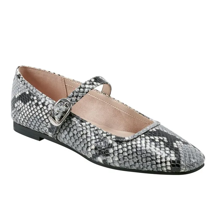 Women Marc Fisher Loafers and Flats Garissa Mary Jane Ballet Flat Natural Snake